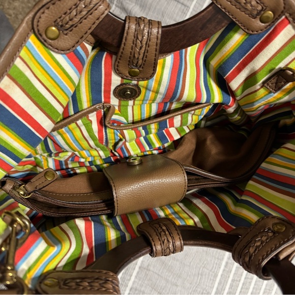 Fossil Tan Woven Purse with Wooden Handles - Picture 3 of 4